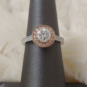 DIAMOND ENGAGEMENT RING/white and rose 14k 1.03tcw